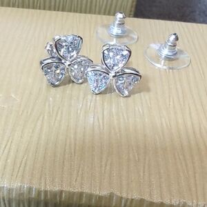 Elegant Silver Crystal Stud Earrings